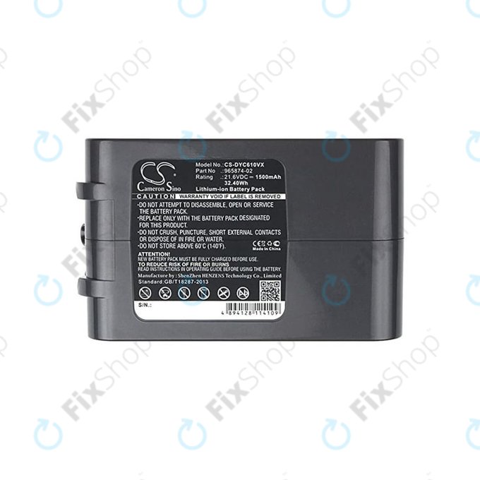 Batteria per Dyson DC-seriess, V6, 965874-02, Li-Ion, 1500mAh, 21.6V, HQ
