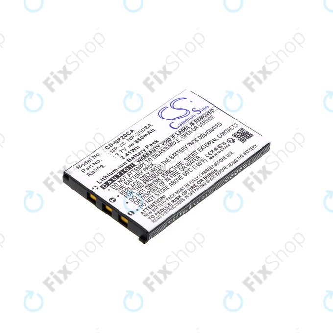 Batteria per Casio Exilim Card Ex-S880, NP-20, Li-Ion, 650mAh, 3.7V, HQ