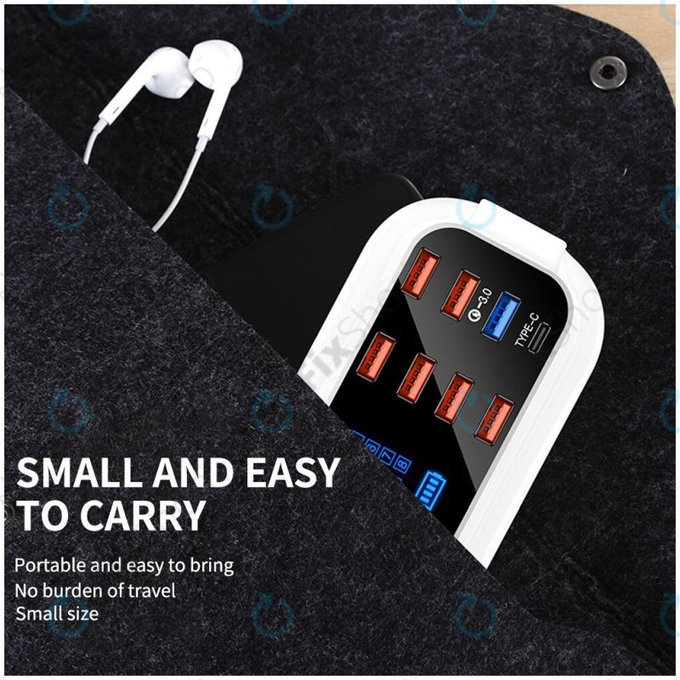 Stazione di ricarica USB con USB 3.0 e USB-C, Asometech Model E