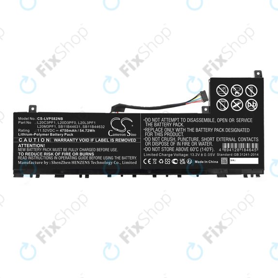 Batteria per Lenovo IdeaPad 5 Pro 14ITL6, L20C3PF1, Li-Pol, 4750mAh, 11.52V, HQ
