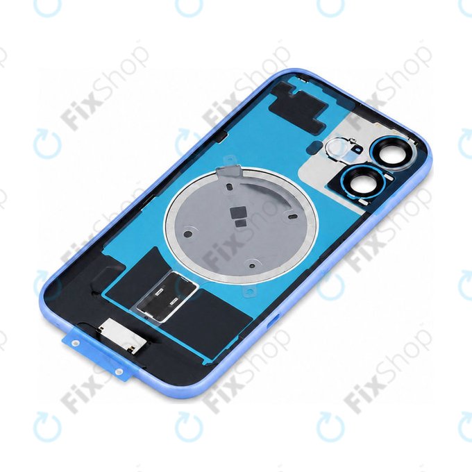 Vetro scocca posteriore per iPhone 16, Ultramarine, con lente fotocamera, piastra metallica e magnete MagSafe