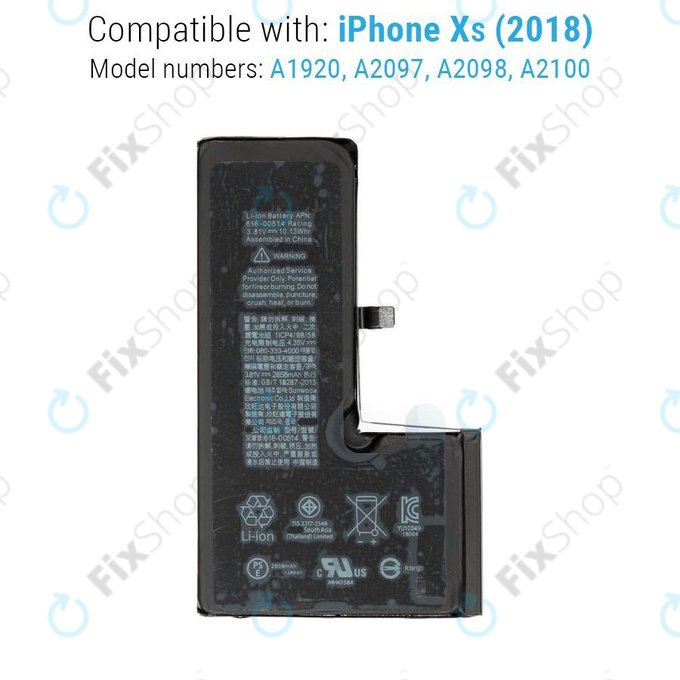 Batteria per iPhone XS, 2658mAh, FixPremium