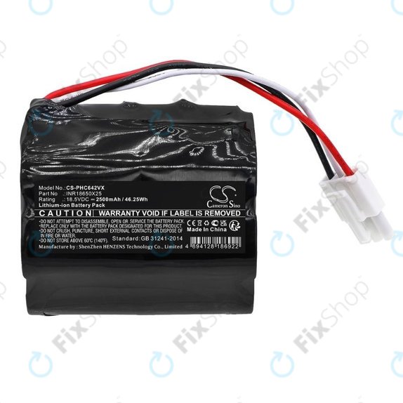 Batteria per Philips PowerPro Aqua, INR18650X25, Li-Ion, 2500mAh, 18.5V, HQ