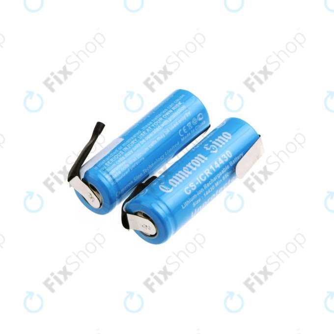 Batteria 14430 con lamelle di montaggio, 650mAh, Li-Ion, 3.7V, HQ