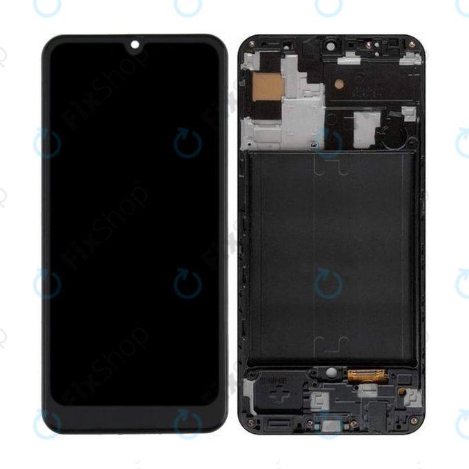 Schermo per Samsung A50 A505F, Black, Vetro touch con cornice
