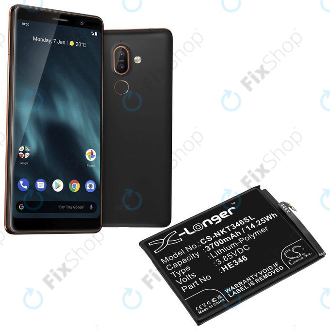 Batteria per Nokia 7 Plus, 3700mAh, Li-Pol, 3.85 V, HE346, HQ