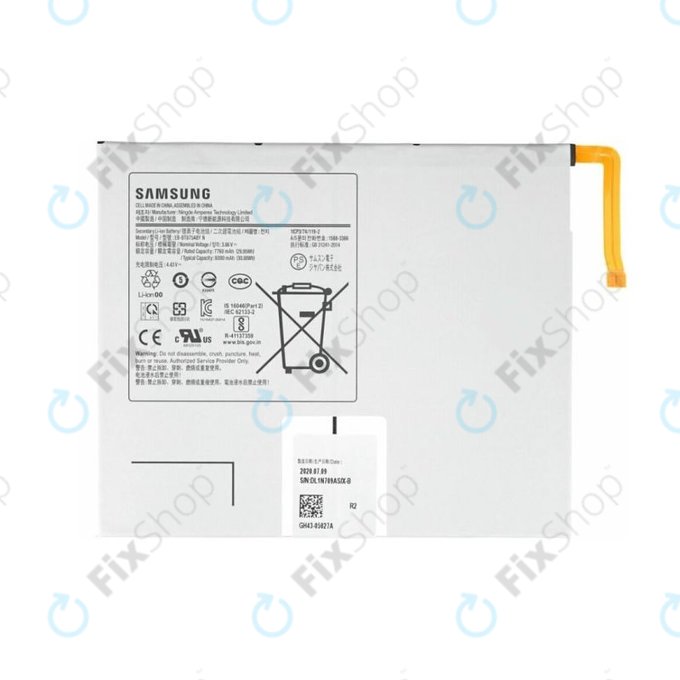 Batteria per Samsung Galaxy Tab S7 T870, T875, T876B, EB-BT875ABY, GH43-05028A, 8000mAh, Genuine Service Pack