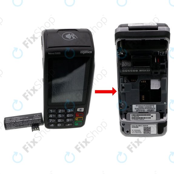 Batteria per Ingenico Move 5000, F26402376, Li-Ion, 3000mAh, 3.7V, HQ