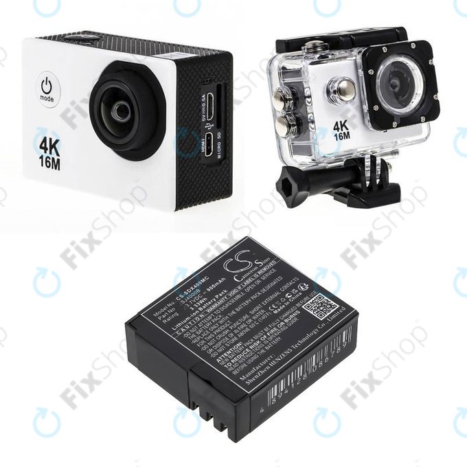 Batteria per SJCAM SJ4000, SJ5000, SJ4000B, Li-Ion, 900mAh, 3.7V, HQ
