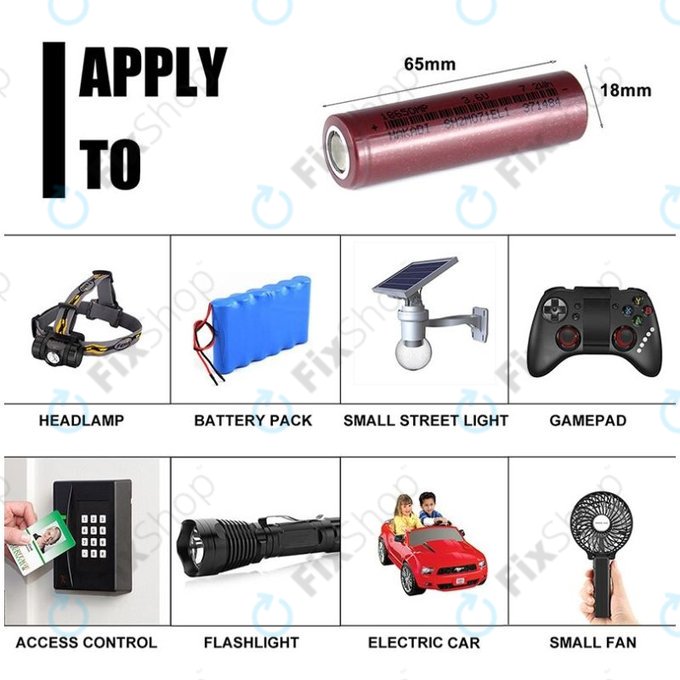 Batteria  Cell 18650, Li-Ion, 2000mAh, 3.6V