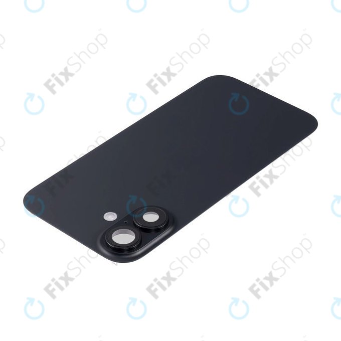 Vetro scocca posteriore per iPhone 16 Plus, Black, con lente fotocamera, piastra metallica, magnete MagSafe