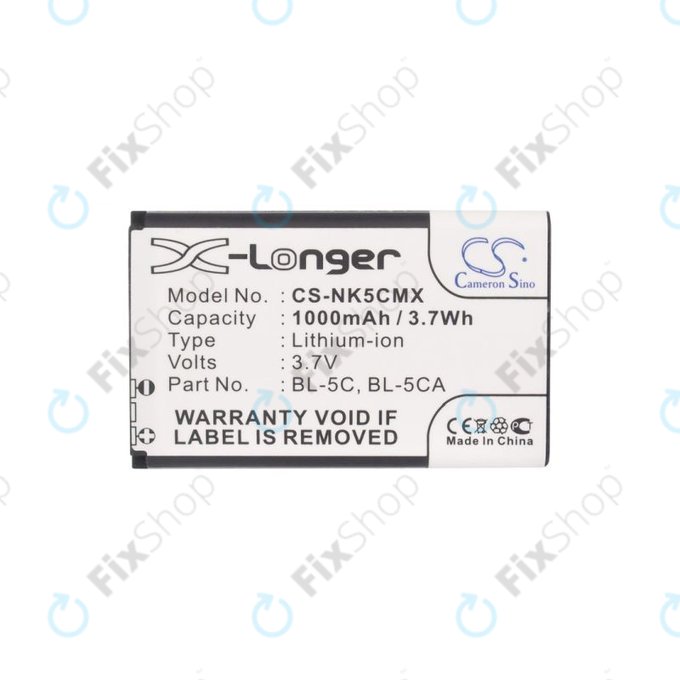 Batteria per Nokia 1000, 2000, 3000, 6000, 7000, C, N, X-series, Asha 230, MD-12, BL-5C, BL-5CA, 1000mAh, HQ