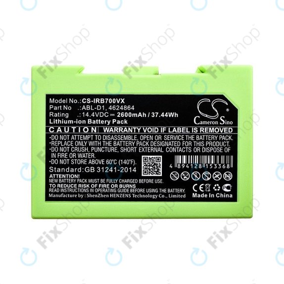 Batteria per iRobot Roomba e-seriess, i-seriess, ABL-D1, 4624864, ABL-D2, Li-Ion, 2600mAh, 14.4V, HQ