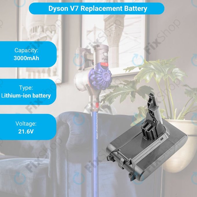 Batteria per Dyson V7, 968670-02, 968670-03, Li-Ion, 3000mAh, 21.6V