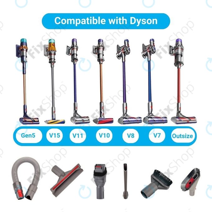 Set di bocchette aggiuntive 6 pz per Dyson seriess V, Outsize