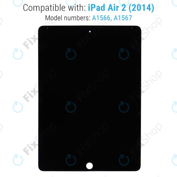 Schermo LCD per iPad Air 2, Black, Vetro touch senza cornice, Refurbished