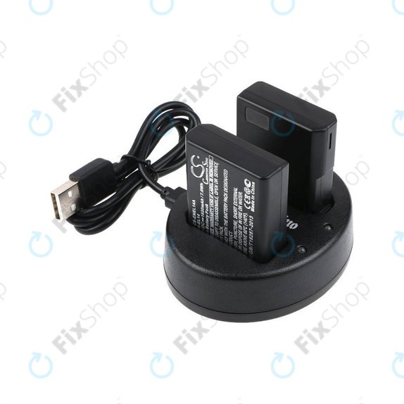 Batteria per Nikon Coolpix P7000, P7700, D3100, D3200, D5100, 1030mAh, Li-Ion, 7.4V, EN-EL14, 2pz con caricabatterie, HQ