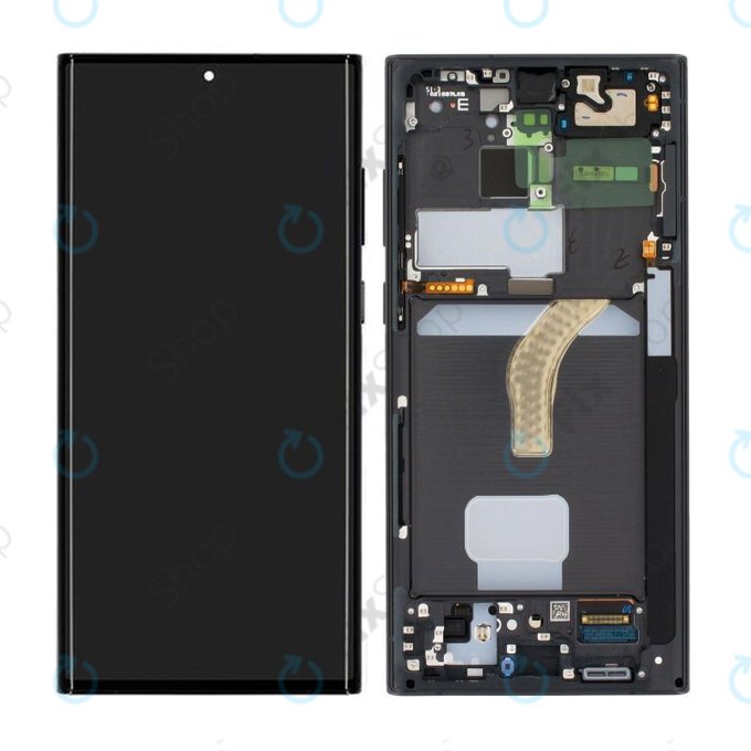 Schermo per Samsung S22 Ultra S908B, Phantom Black, Vetro touch con cornice, GH82-27488A, GH82-27489A, Genuine Service Pack