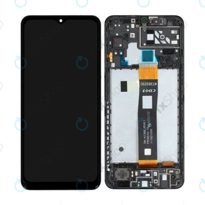 Schermo per Samsung A04S A047F, Black, Vetro touch con cornice, GH82-29805A, GH82-29806A, Genuine Service Pack