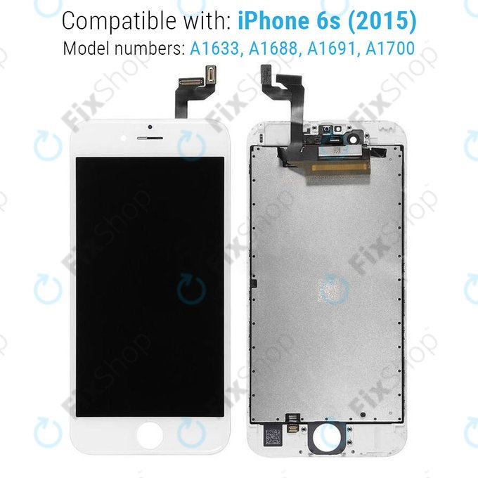 Schermo per iPhone 6S, White, Vetro touch con cornice, Refurbished