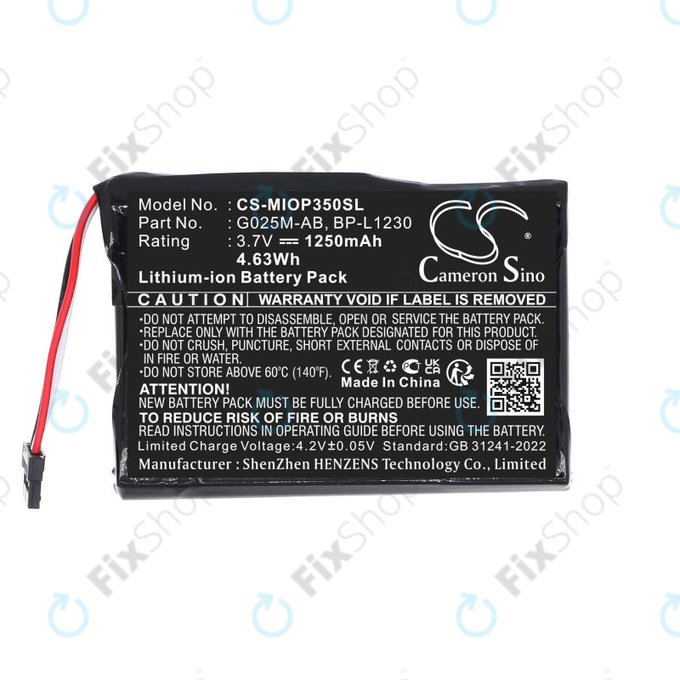Batteria per Mitac Mio P350, P550, BL-LP1230, Li-Ion, 1250mAh, 3.7V, HQ