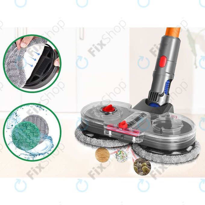 Testa mop elettrica con serbatoio d'acqua per Dyson seriess V, Outsize