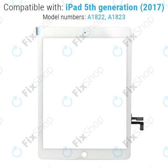 Vetro touch con pulsante Home per iPad (5th Gen 2017), Silver
