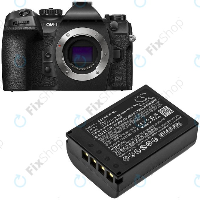 Batteria per Olympus OM SYSTEM OM-1, OM-1 Mirrorless, BLX-1, Li-Ion, 2260mAh, 7.2V, HQ