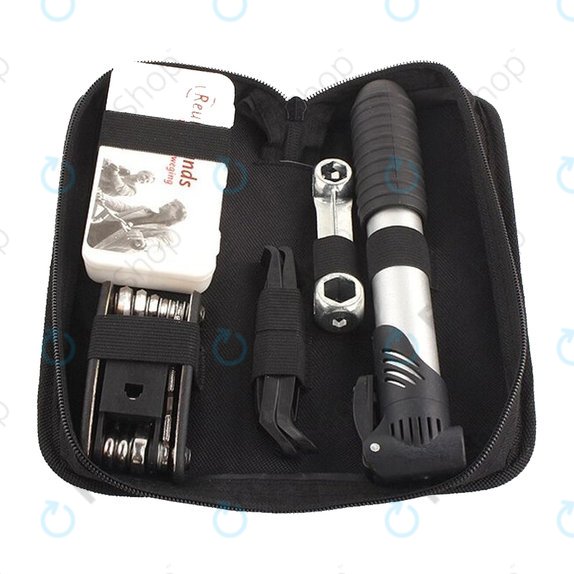 Kit di strumenti multifunzionale con pompa ad aria, kit pneumatici, chiave, leve e cacciavite 16in1