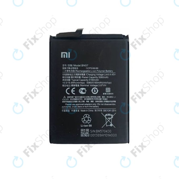 Batteria per Xiaomi Poco X3 NFC, X3 Pro, BN57, 460200003J1G, 5160mAh, Genuine Service Pack