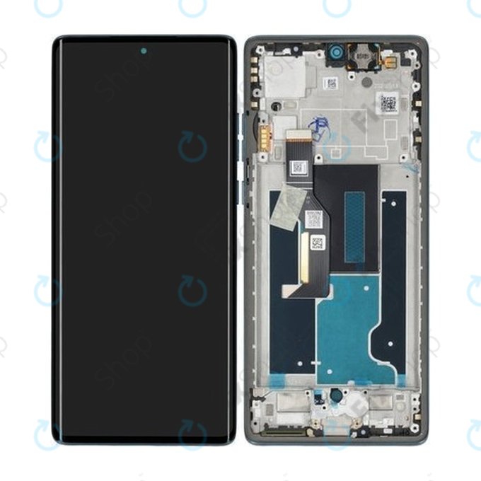 Schermo per Motorola Edge 50 Fusion, Vetro touch con cornice, Forest Blue, 5D68C24633, Genuine Service Pack