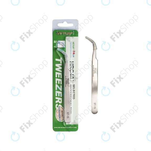 Pinzetta metallica professionale con punta curva 120 mm, Vetus ST-15