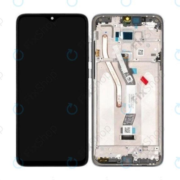 Schermo per Xiaomi Redmi Note 8 Pro, Mineral Grey, Vetro touch con cornice, 56000500G700, 5601100040B6, Genuine Service Pack