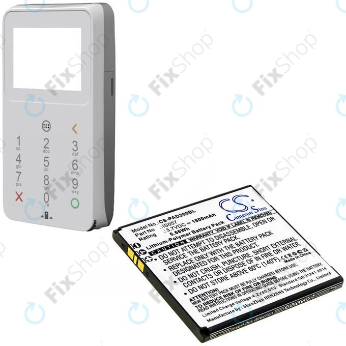 Batteria per Pax myPOS D200, D200T, IS275, D200, IS057, Li-Pol, 1800mAh, 3.7V, HQ