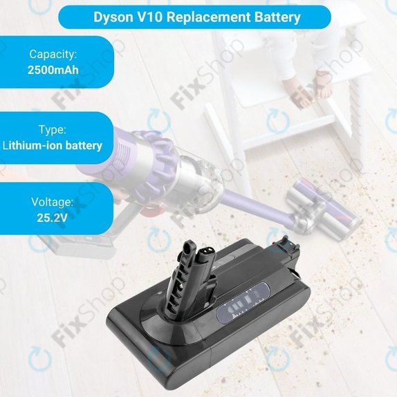 Batteria per Dyson V10, 969352-02, SV12, 206340, Li-Ion, 2500mAh, 25.2V, HQ