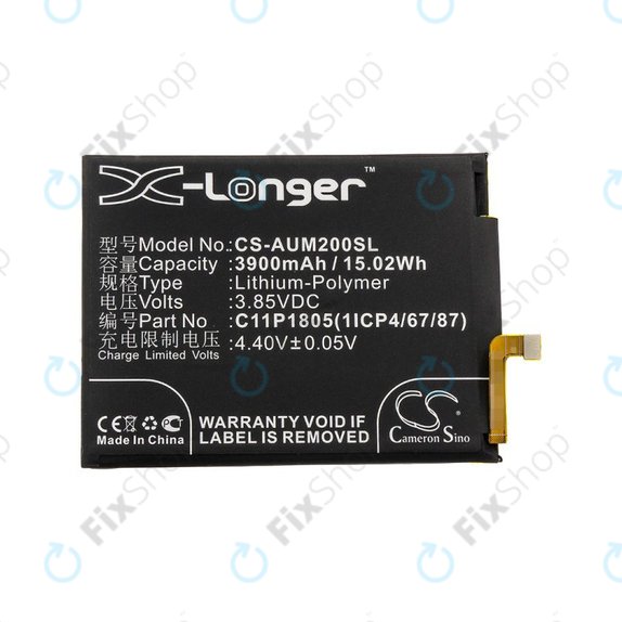 Batteria per Asus Zenfone Max M2, C11P1805, 1ICP4/67/87, Li-Pol, 3.85V, 3900mAh, HQ