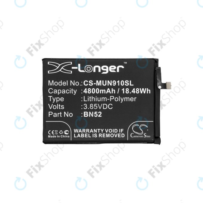 Batteria per Xiaomi Redmi Note 9 Pro, 4800mAh, Li-Pol, 3.85 V, BN52, HQ