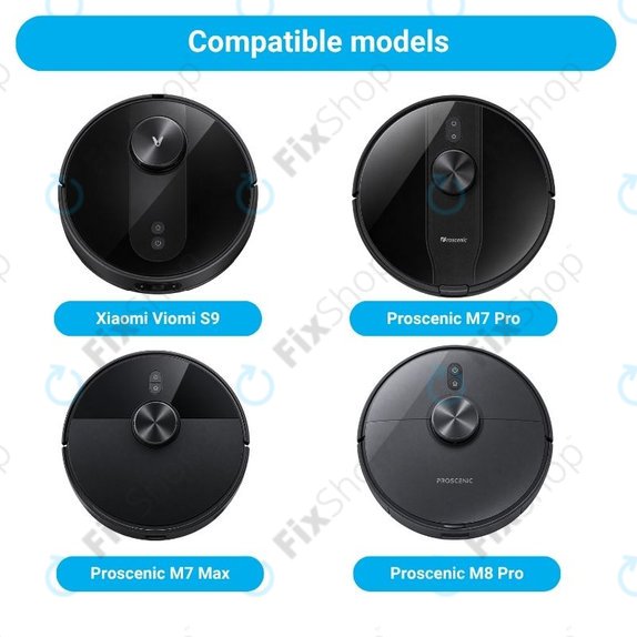 Set di ricambio per Xiaomi Viomi S9, Proscenic M7 Pro, M7 Max, M8 Pro (1x Spazzola principale, 2x Filtri, 2x Spazzole laterali, 2x Panni mop, 2x Sacchetti per la polvere)