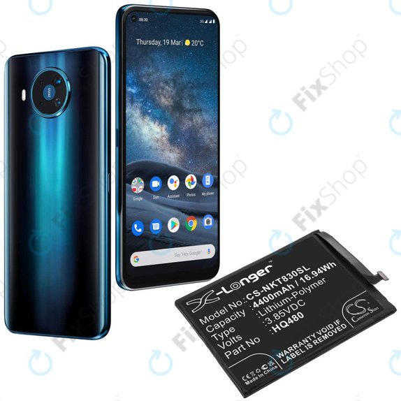 Batteria per Nokia 8.3 2020 5G, HQ480, Li-Pol, 3.85V, 4400mAh, HQ
