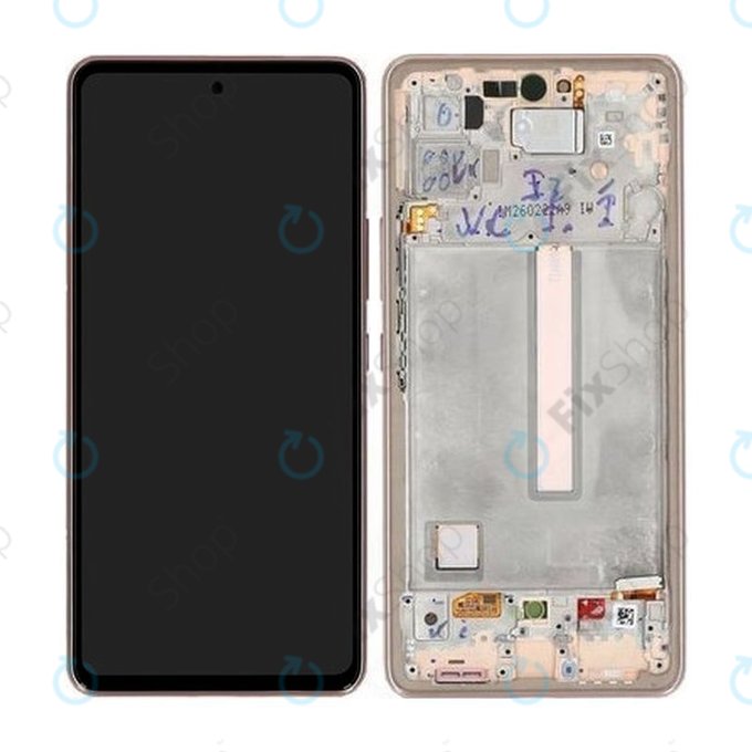 Schermo per Samsung A53 5G A536B, Awesome Peach, Vetro touch con cornice, GH82-28024D, GH82-28025D, Genuine Service Pack
