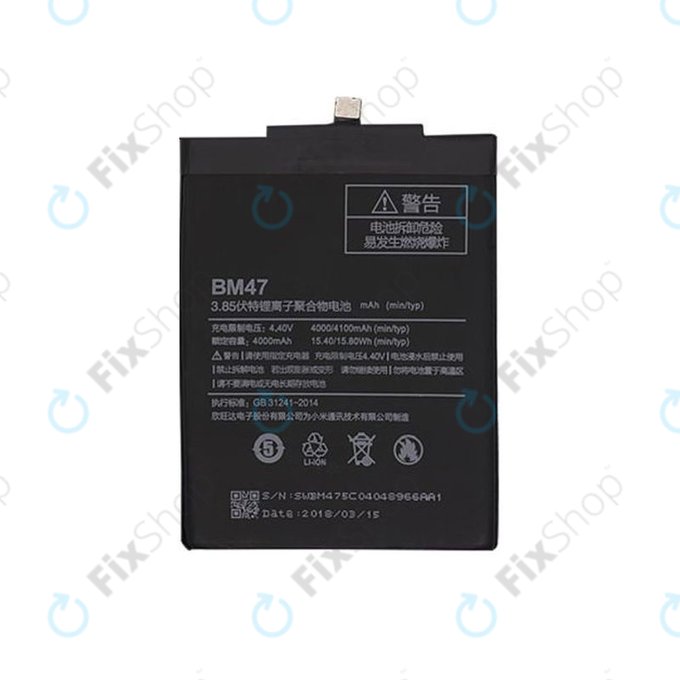 Batteria per Xiaomi Redmi 3, 3S, 3 Pro, 4X, BM47, 4100mAh