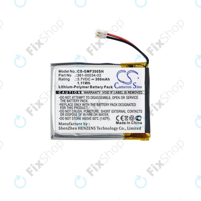 Batteria per Garmin Fenix 3, 3 HR, 361-00034-02, 300mAh, HQ