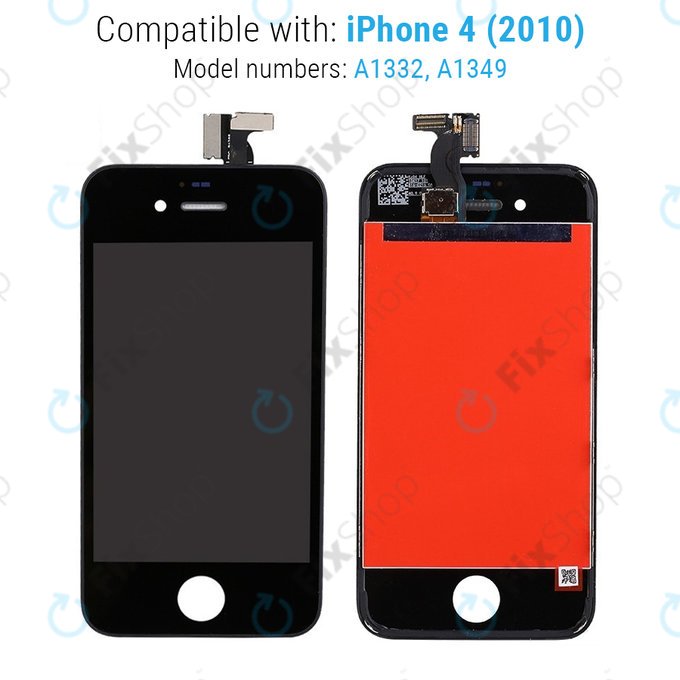 Schermo per iPhone 4, Black, Vetro touch con cornice