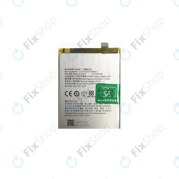 Batteria per Oppo Reno 8 Pro CPH2357, BLP837, 4500mAh