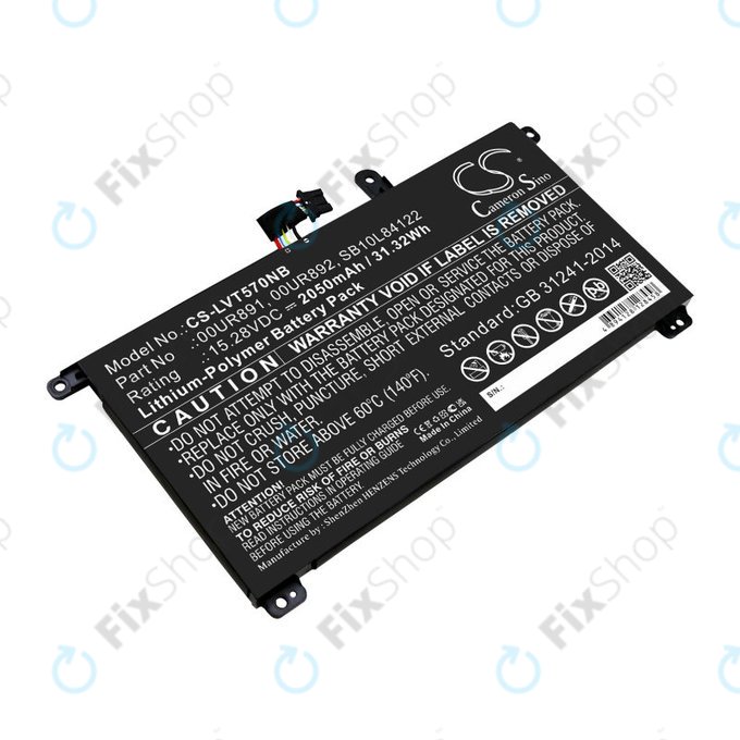 Batteria per Lenovo ThinkPad P51s, P52s, T570, T580, 00UR891, Li-Pol, 2050mAh, 15.28V, HQ