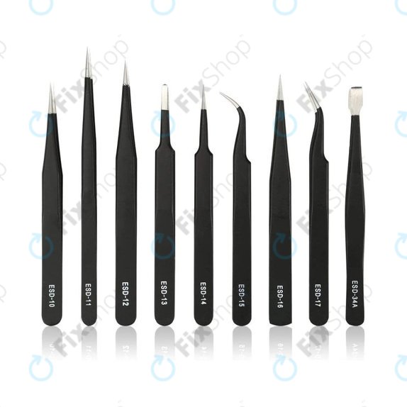 Set di pinzette antistatiche ESD in acciaio inox 9 in 1