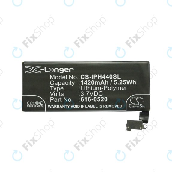 Batteria per iPhone 4, 616-0520, 1420mAh, HQ