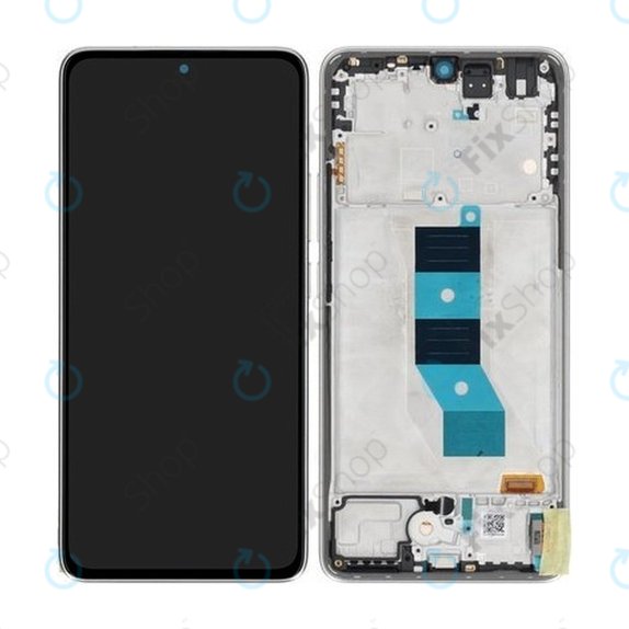 Schermo per Xiaomi Poco M7 Pro 5G, Silver, Vetro touch con cornice, 5600070O17P00, Genuine Service Pack