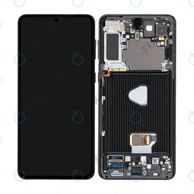 Schermo per Samsung S21 Plus G996B, Phantom Black, Vetro touch con cornice, GH82-24554A, GH82-24553A, GH82-27267A, Genuine Service Pack