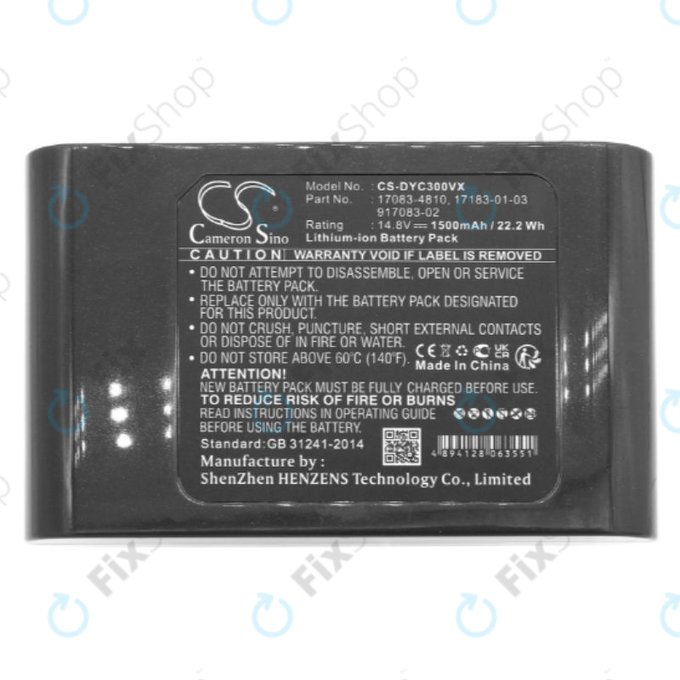 Batteria per Dyson DC30, DC35, 17083-4810, 17183-01-03, 917083-02, Li-Ion, 1500mAh, 14.8V, HQ